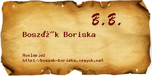 Boszák Boriska névjegykártya